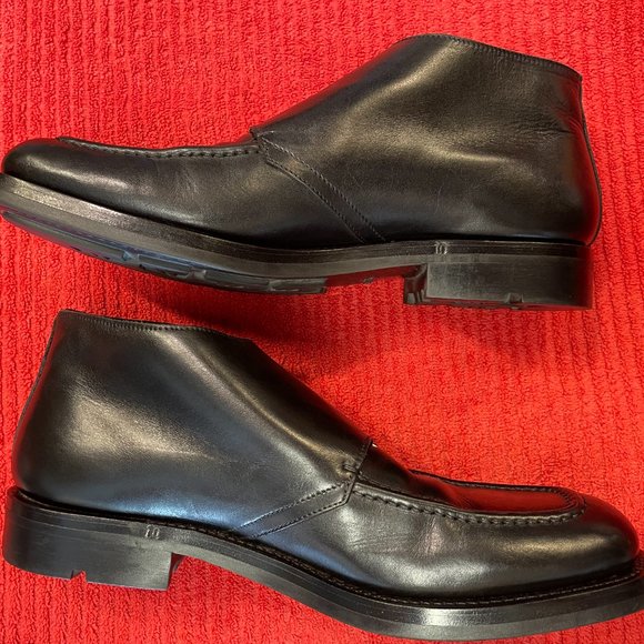 Prada Mens Buckle Boots Black Leather Mid Calf Round Toe Made In Italy - Picture 11 of 16
